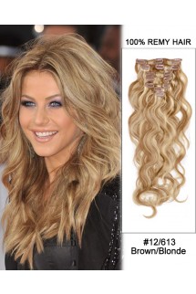 14” 7pcs #12/613 Brown/Blonde Body Wave 100% Remy Hair Clip In Human Hair Extensions 14” 7pcs #12/613 Brown/Blonde Body Wave 100% Remy Hair Clip In Human Hair Extensions